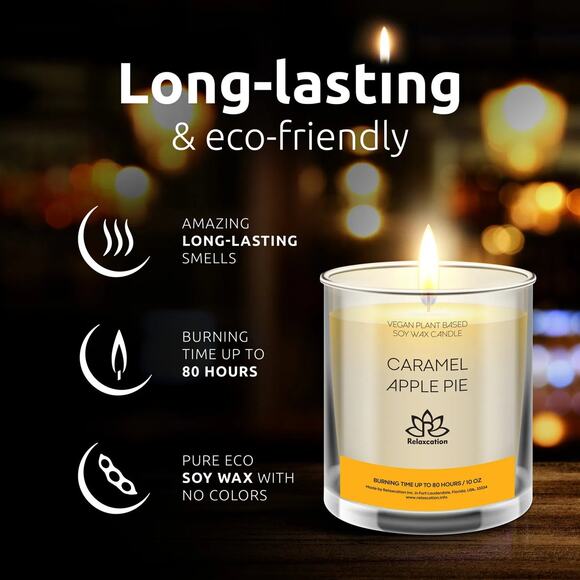 CARAMEL APPLE PIE Soy Wax Candle in Glass Jar (10 oz) - Picture 3 of 6